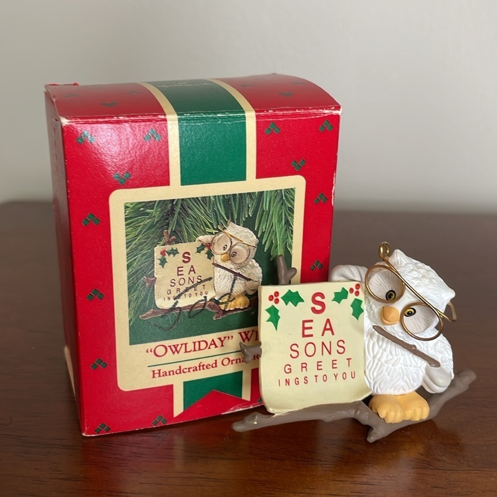 HALLMARK 1987 Christmas Tree Ornament‎ “Owliday Wish”Handcrafted Ornament Whimsy
